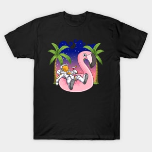 Astronaut Pool Space Gifts Men Kids Women Funny Flamingo T-Shirt